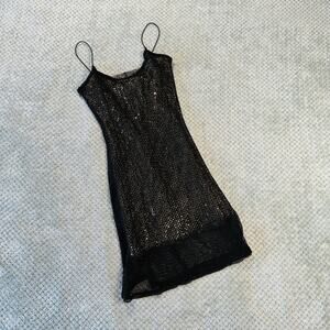 vintage american cruiser black/gold sparkly fishnet lace 90s mini dress cocktail